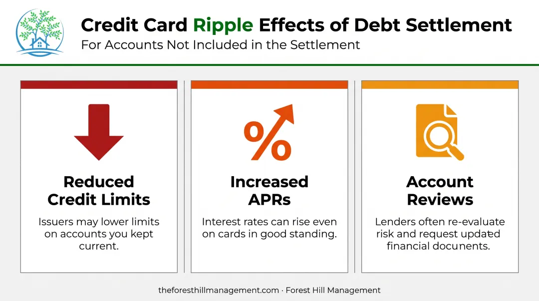 Three impacts of debt settlement on existing credit card accounts