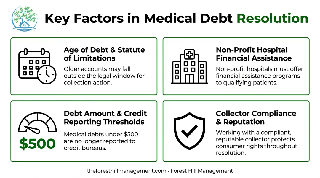 Four key factors affecting medical debt collection outcomes comparison