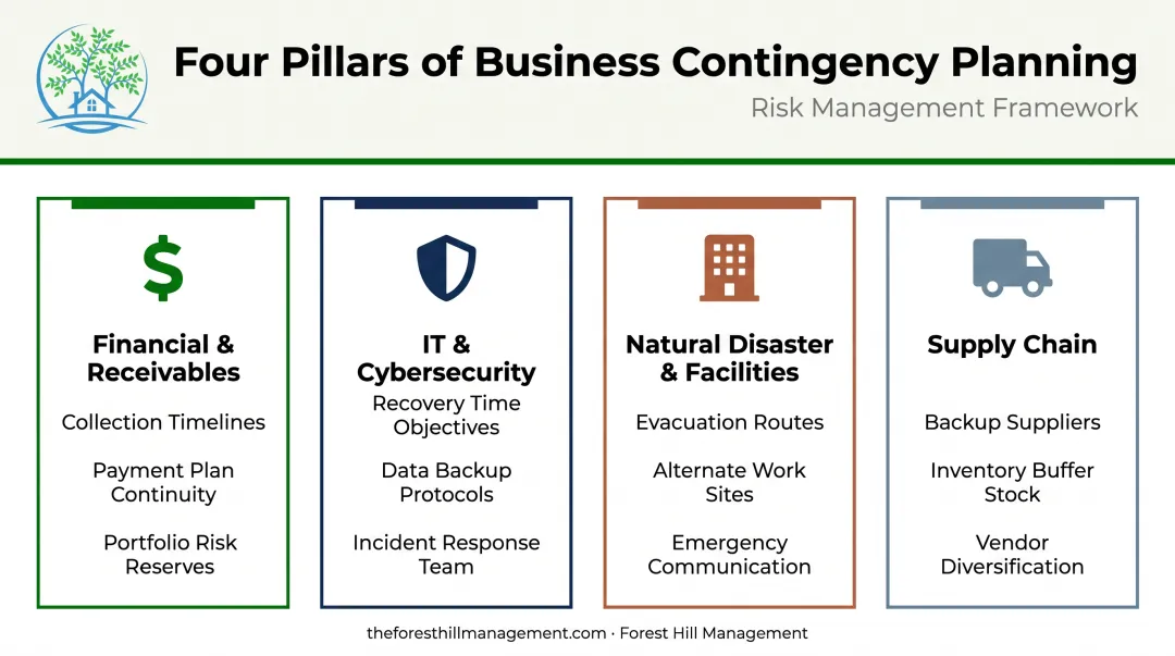 Comparison of four business contingency plan types and priorities