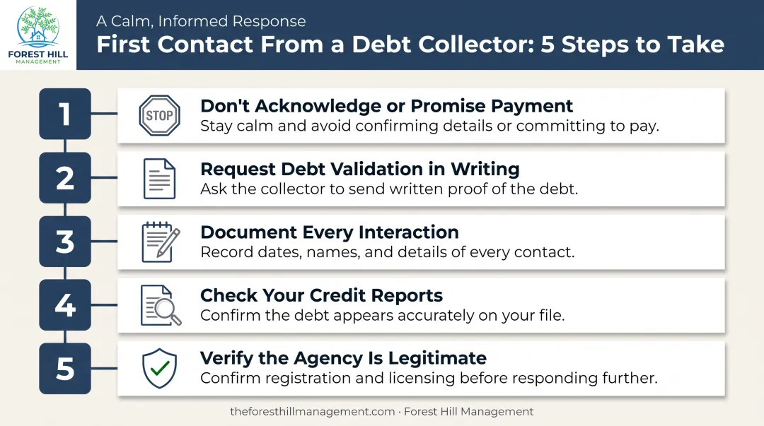 5-step action plan for responding to a collection agency call