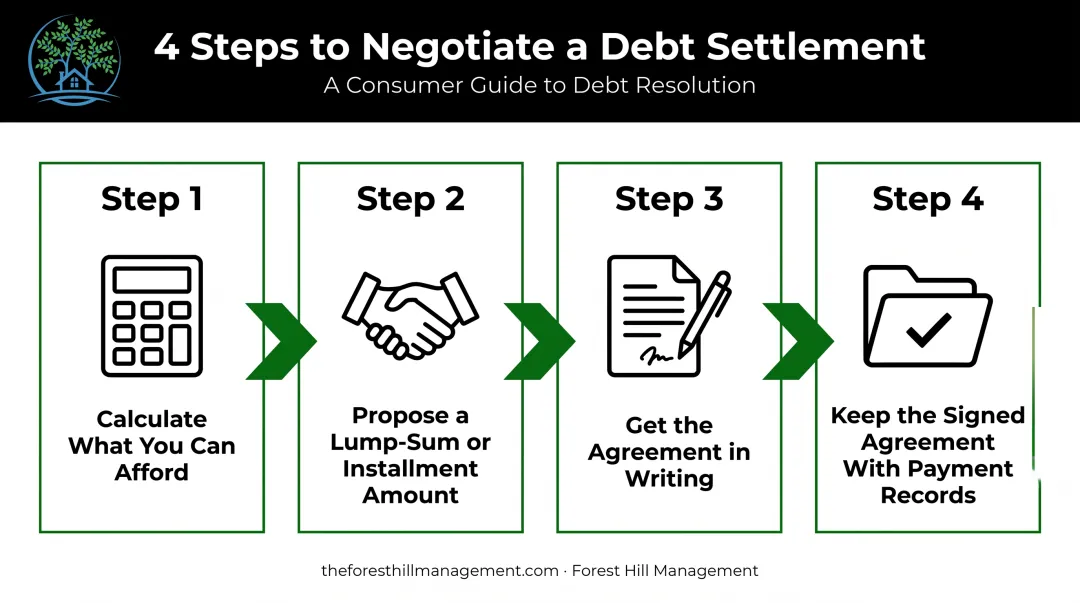 4-step debt settlement negotiation process for sold collection accounts