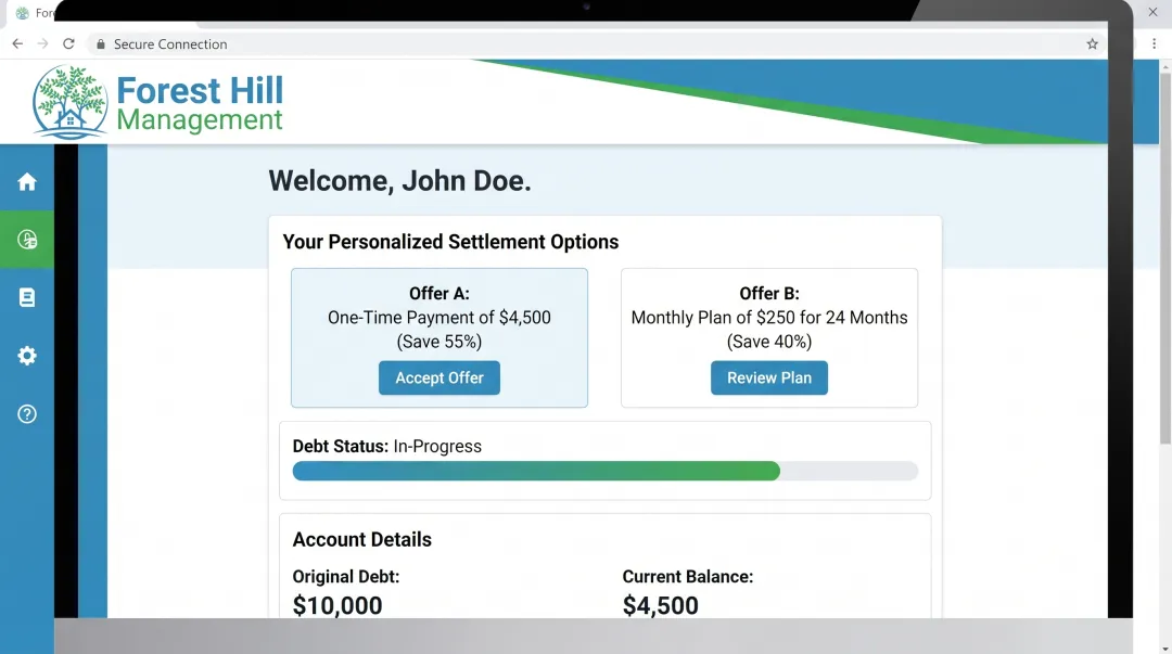 Forest Hill Management online account portal for settlement management