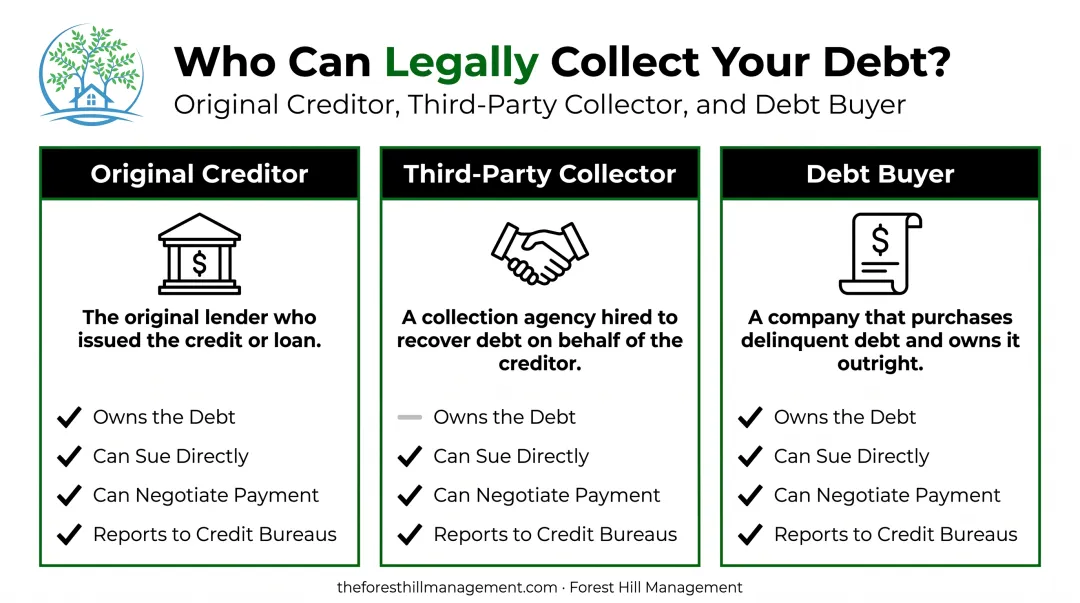 Three types of debt collection entities and their legal authority