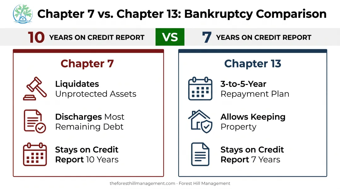 Chapter 7 versus Chapter 13 bankruptcy comparison key differences