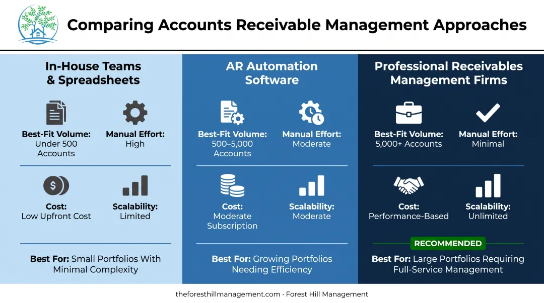 Three-tier accounts receivable management solutions comparison chart