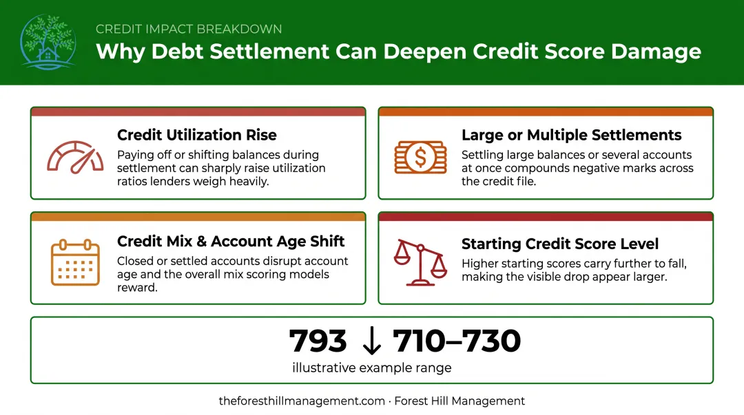 Four factors that worsen credit score damage during debt settlement