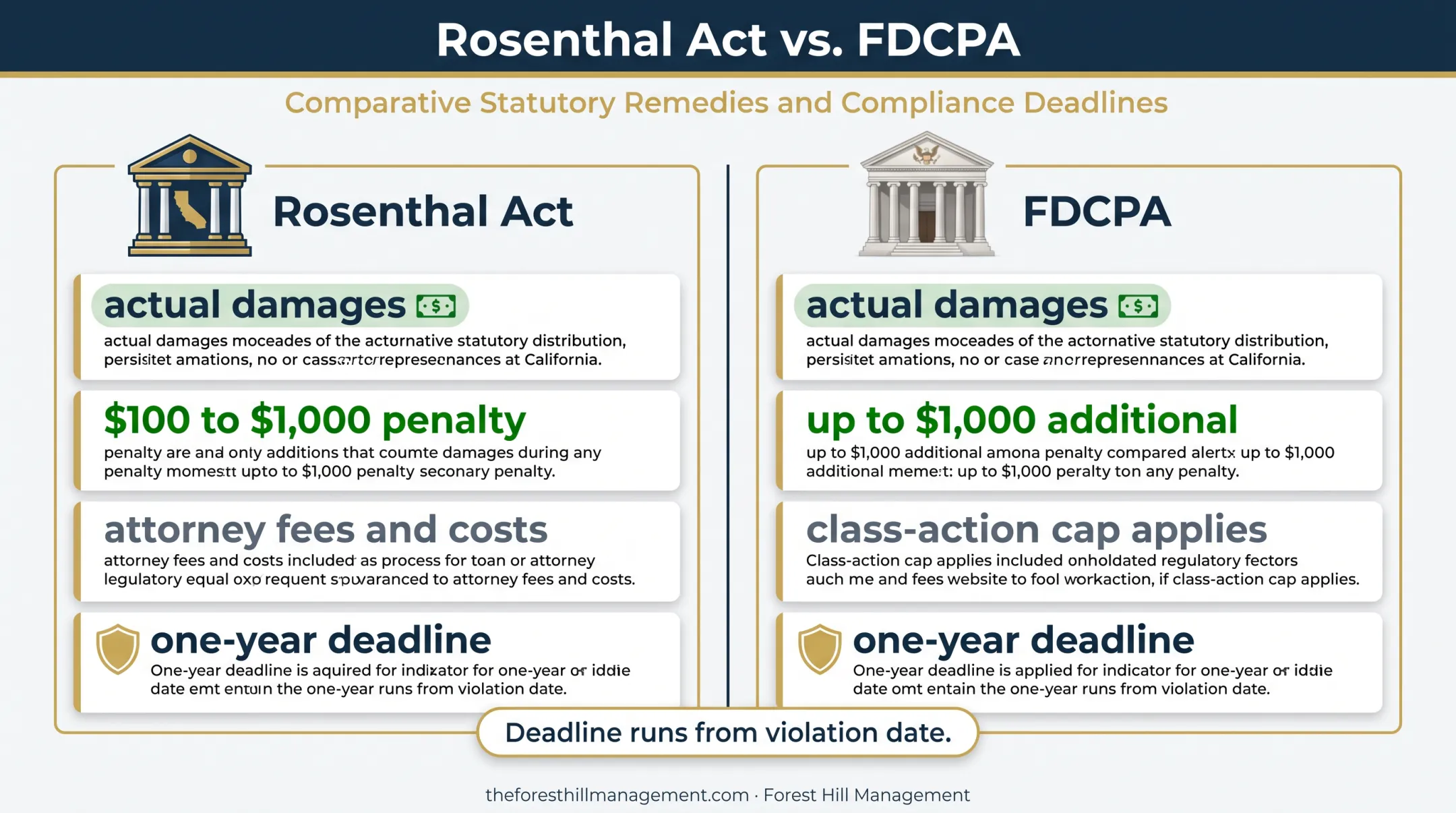 California and federal debt collection remedies and deadlines comparison
