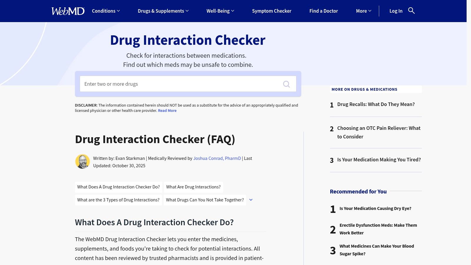 Screenshot from https://www.webmd.com/interaction-checker/default.htm