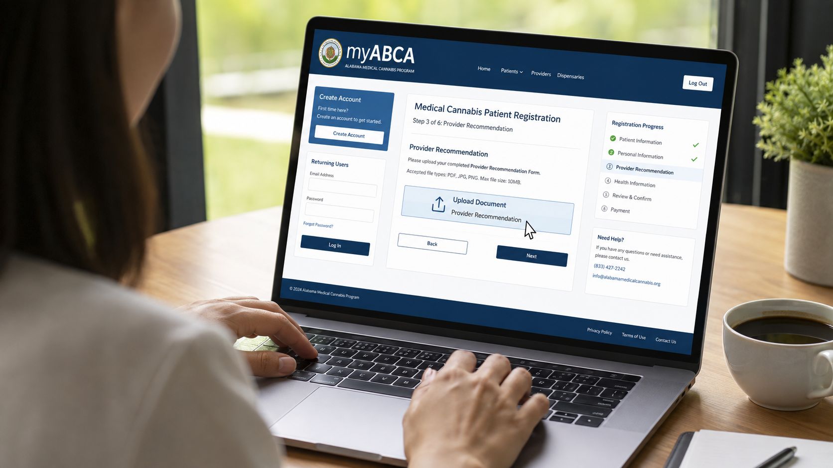 Screenshot from https://dchealth.dc.gov/myabca
