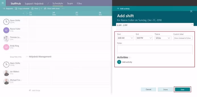Microsoft 365 Staff Rota Set up Step 10