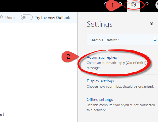 Outlook (Online) Out of Office Step 2