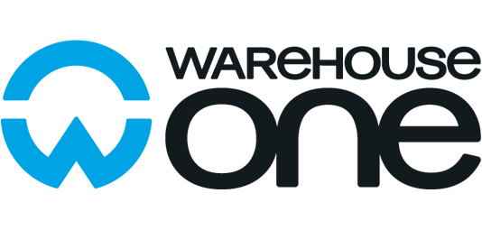 WarehouseOne logo with blue stylized cube graphic and black text.