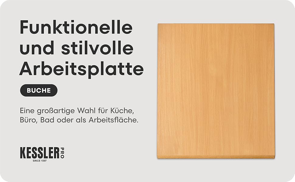 Links sitzt ein Mann an einem Schreibtisch und arbeitet am Laptop für Komfort; Mitte zeigt eine verstellbare Tischhöhe mit Text 'Höhenverstellung' für Ergonomie; rechts ist die stabile Tischbasis für Stabilität.