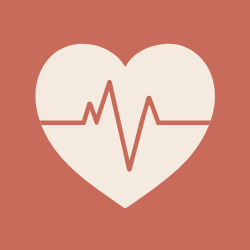 a blush colored heart icon with a heartbeat running through