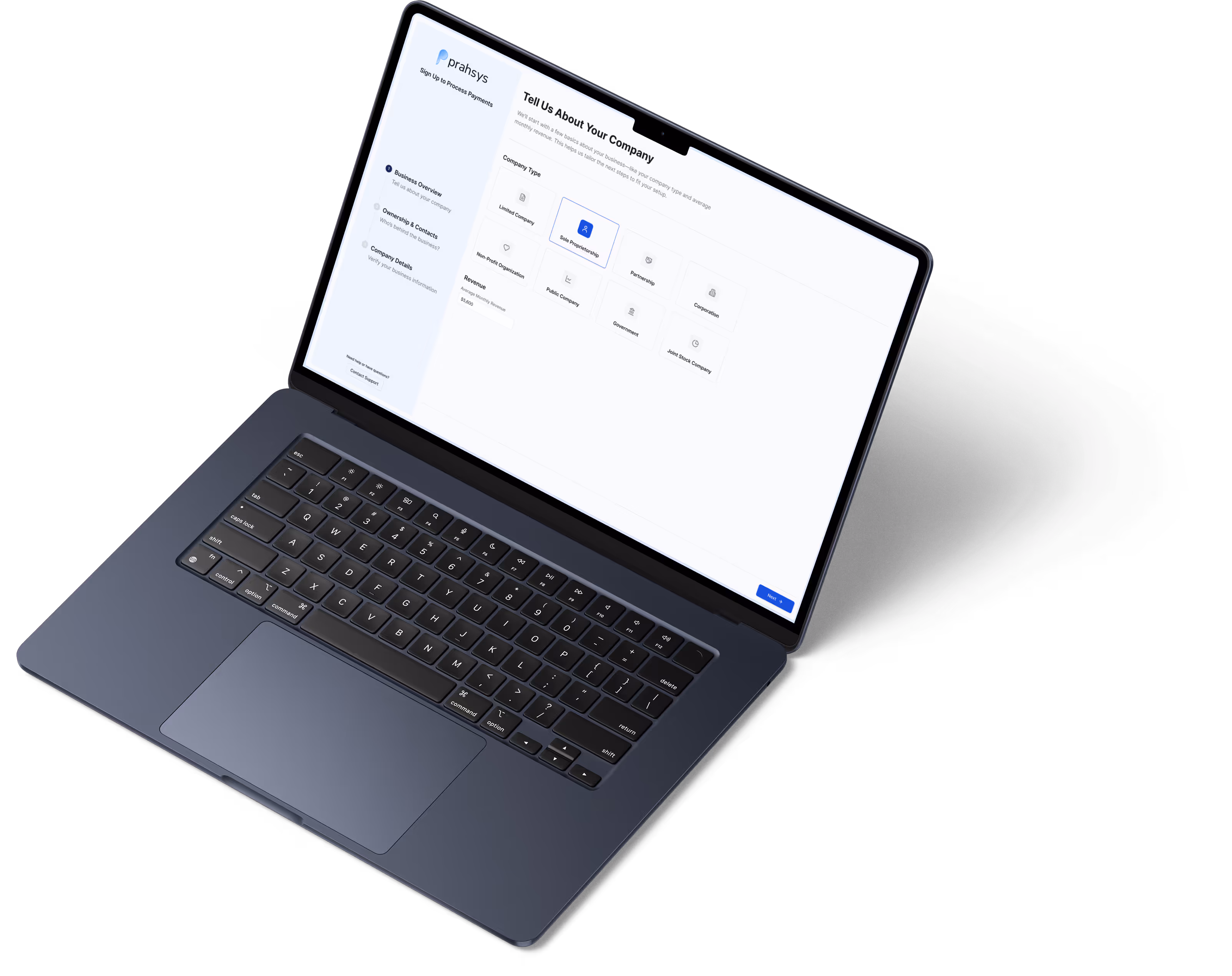 Prahsys Sign Up on a Macbook