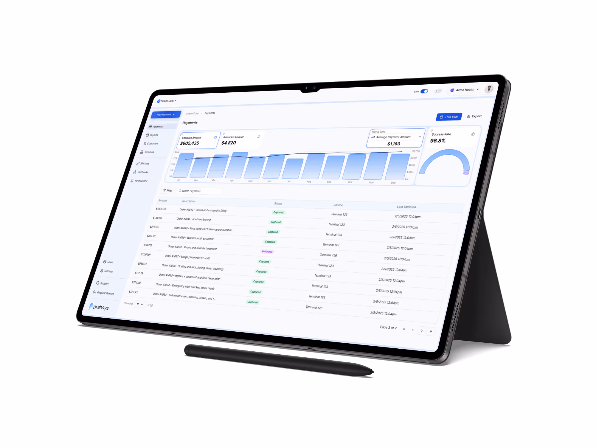 Mac mockup of Prahsys Merchant Dashboard