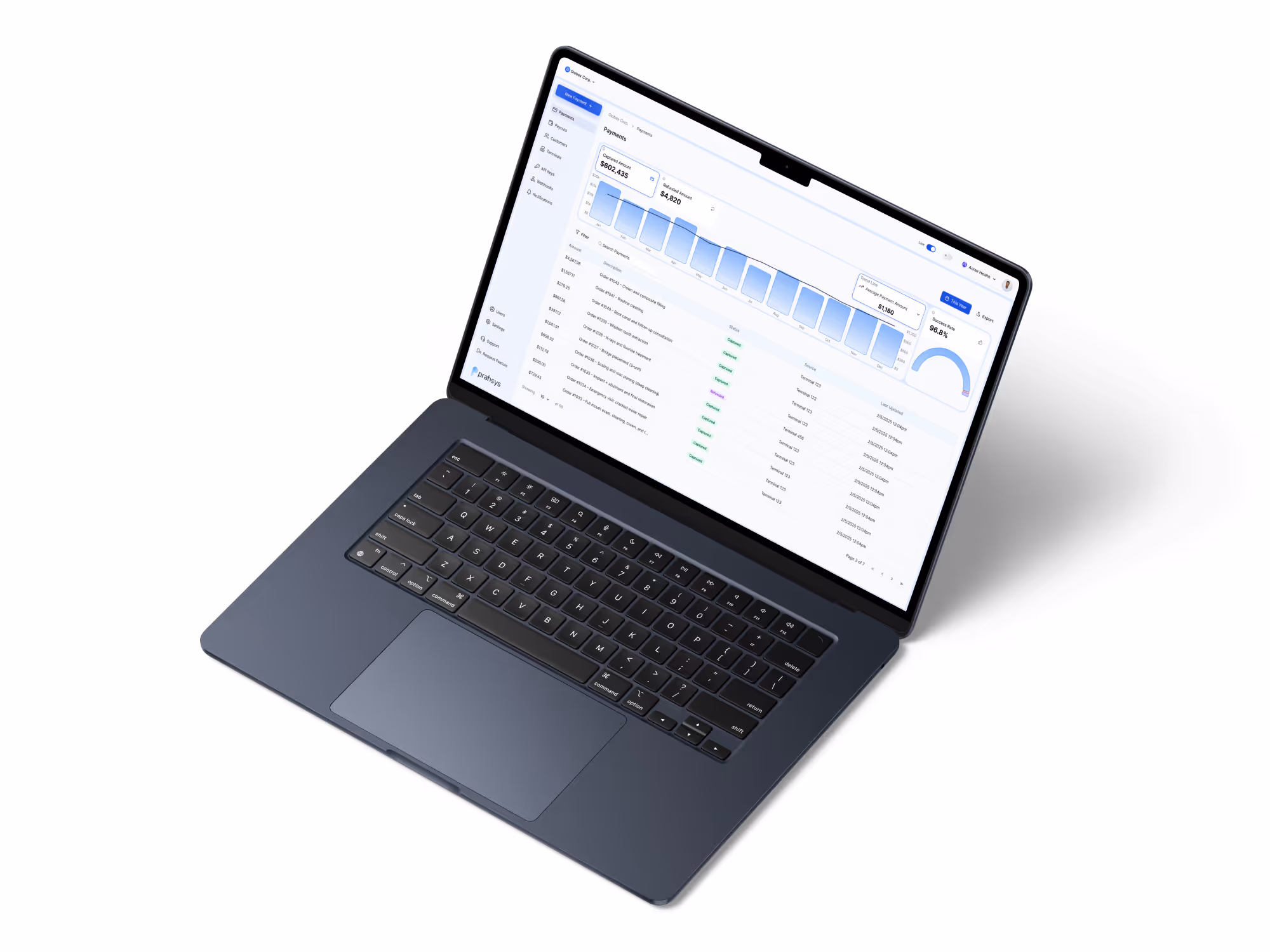 Macbook mockup of Prahsys Merchant Dashboard