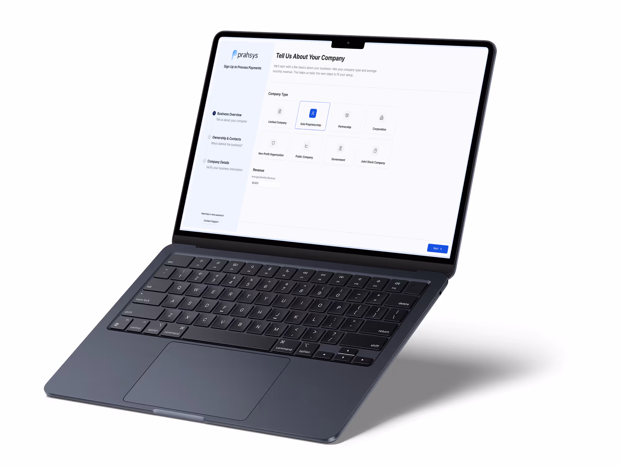 Macbook mockup of Prahsys Merchant Application