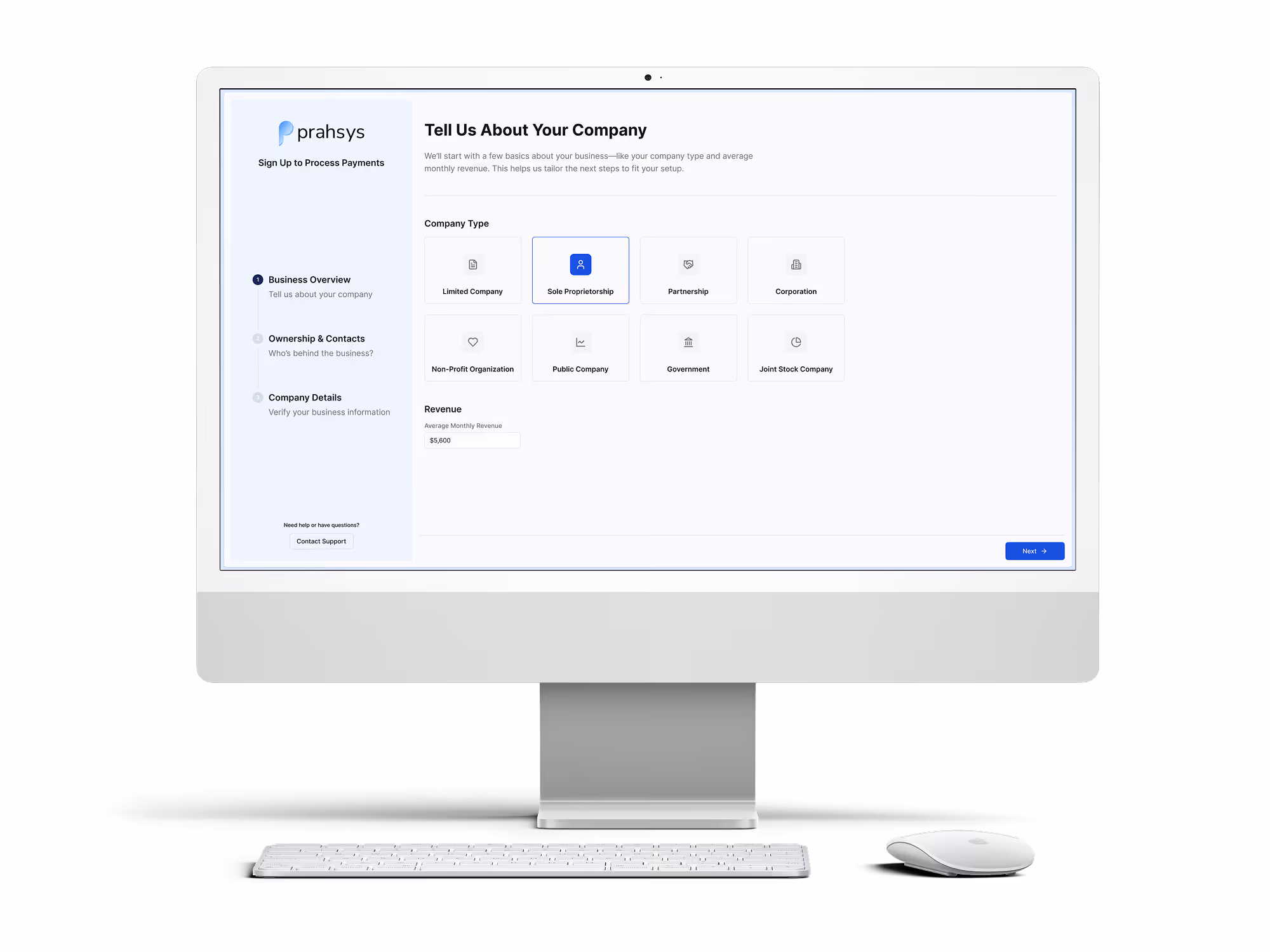 Mac mockup of Prahsys Merchant Application