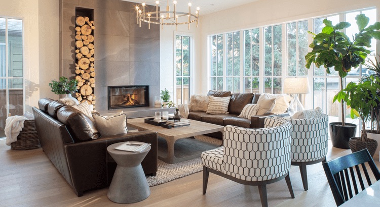 New construction homes in a Florida community at sunset