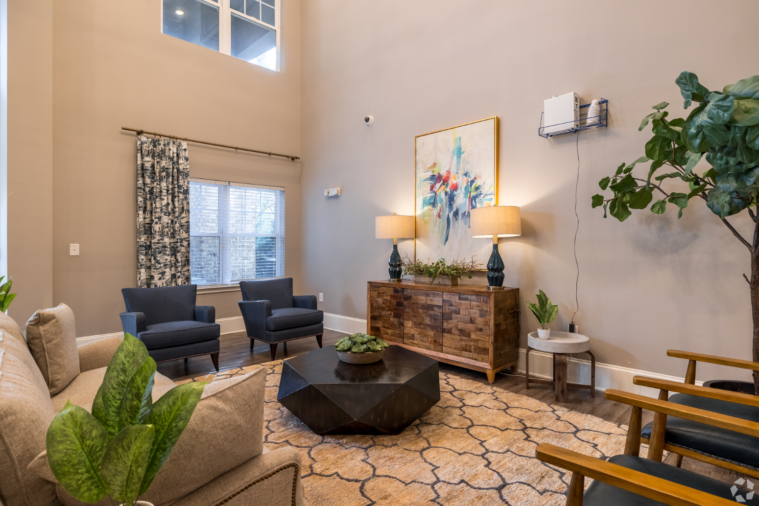 Sitting area with sofas and chairs