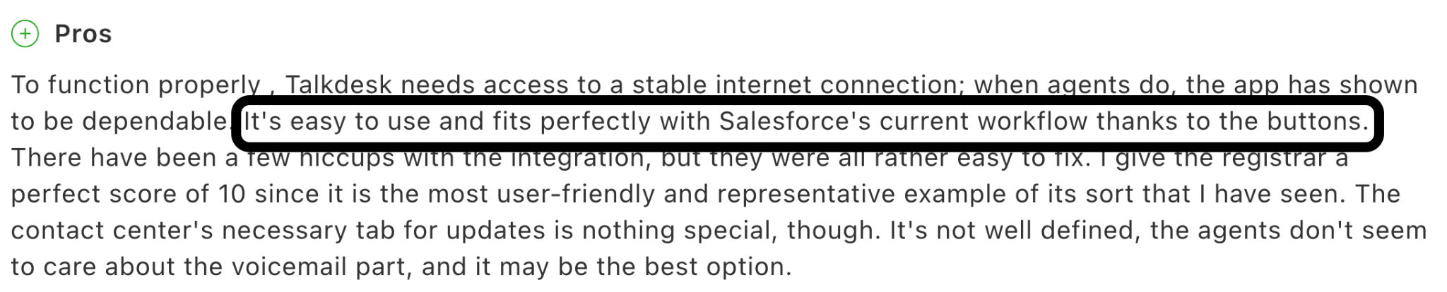 A Capterra review that highlights the strength of the platform’s CRM integrations