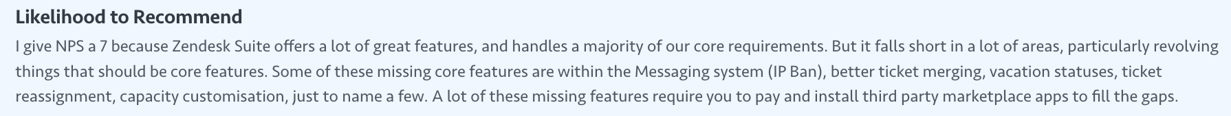 A TrustRadius review on the platform's feature gaps