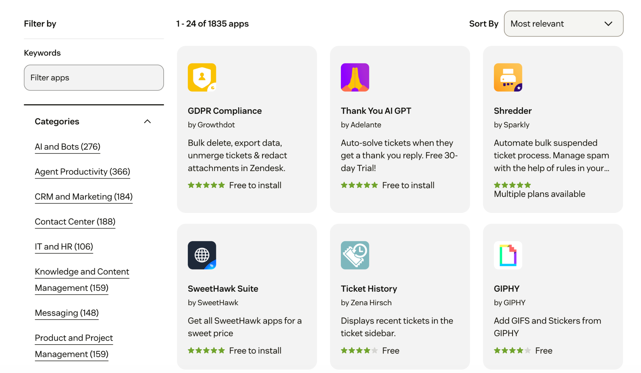 Zendesk's integration marketplace