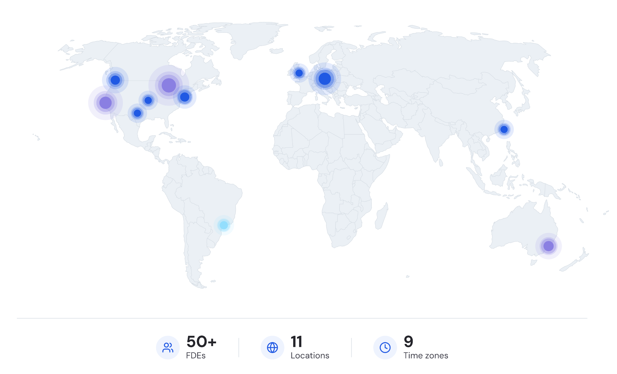 Map of where the FDE team members are located
