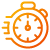 Orange icon of a stop watch in motion