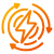 Orange icon of three arrows circulating around an energy bolt