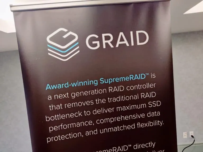 Image of a promotional sign for  Graid SupremeRAID™️