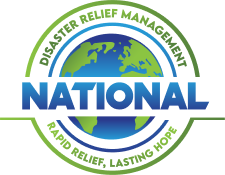 National Disaster Relief Management Logo with globe in middle.