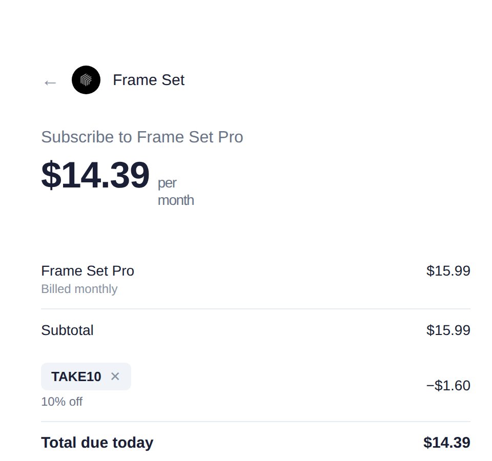 Checkout order summary with code TAKE10 applied, total due today $14.39