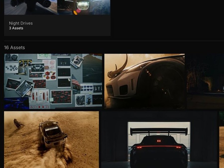 A Frame Set Set with a Subset called Night Drives and its Frames below