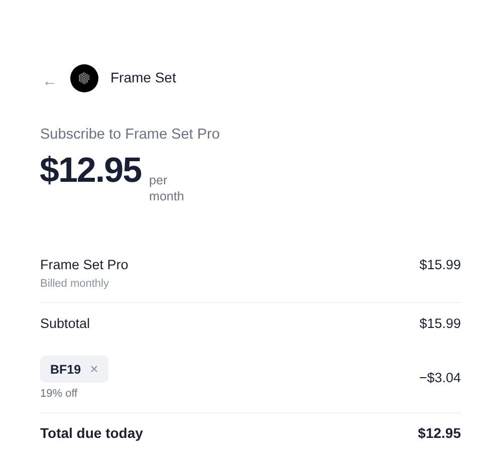 Checkout order summary with code BF19 applied, total due today $12.95