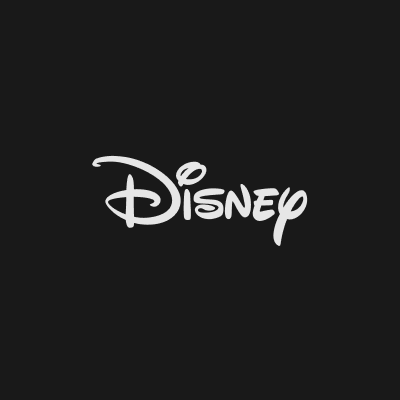 Stylized white text spelling "Disney" on a black background.