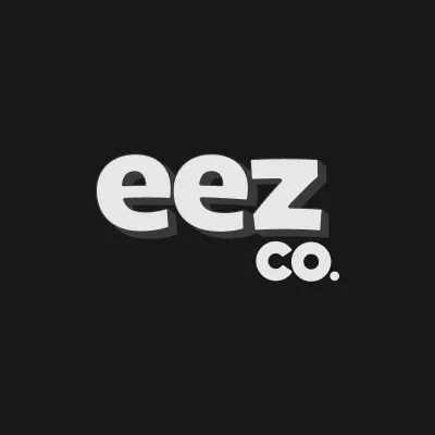 Stylized text logo featuring "eez" in bold white letters and "co." in a smaller font, set against a black background.