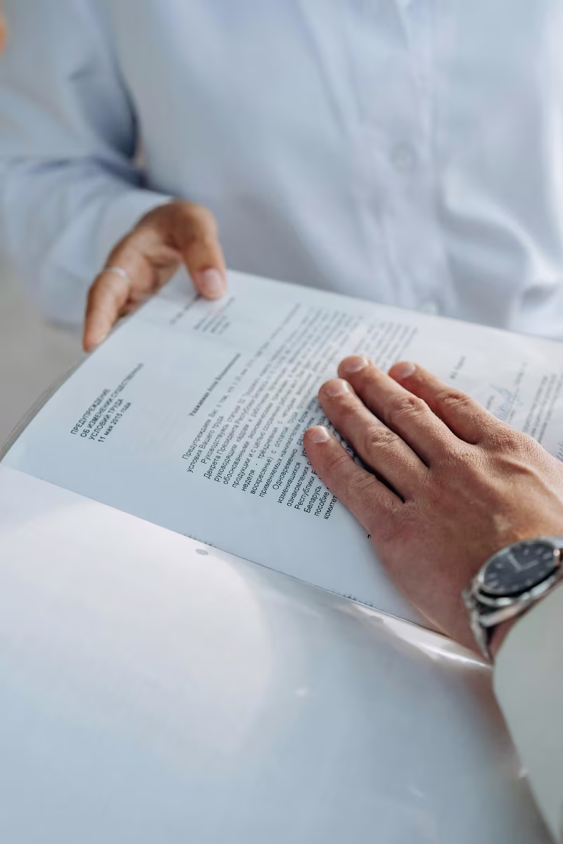 Business partners reviewing contract