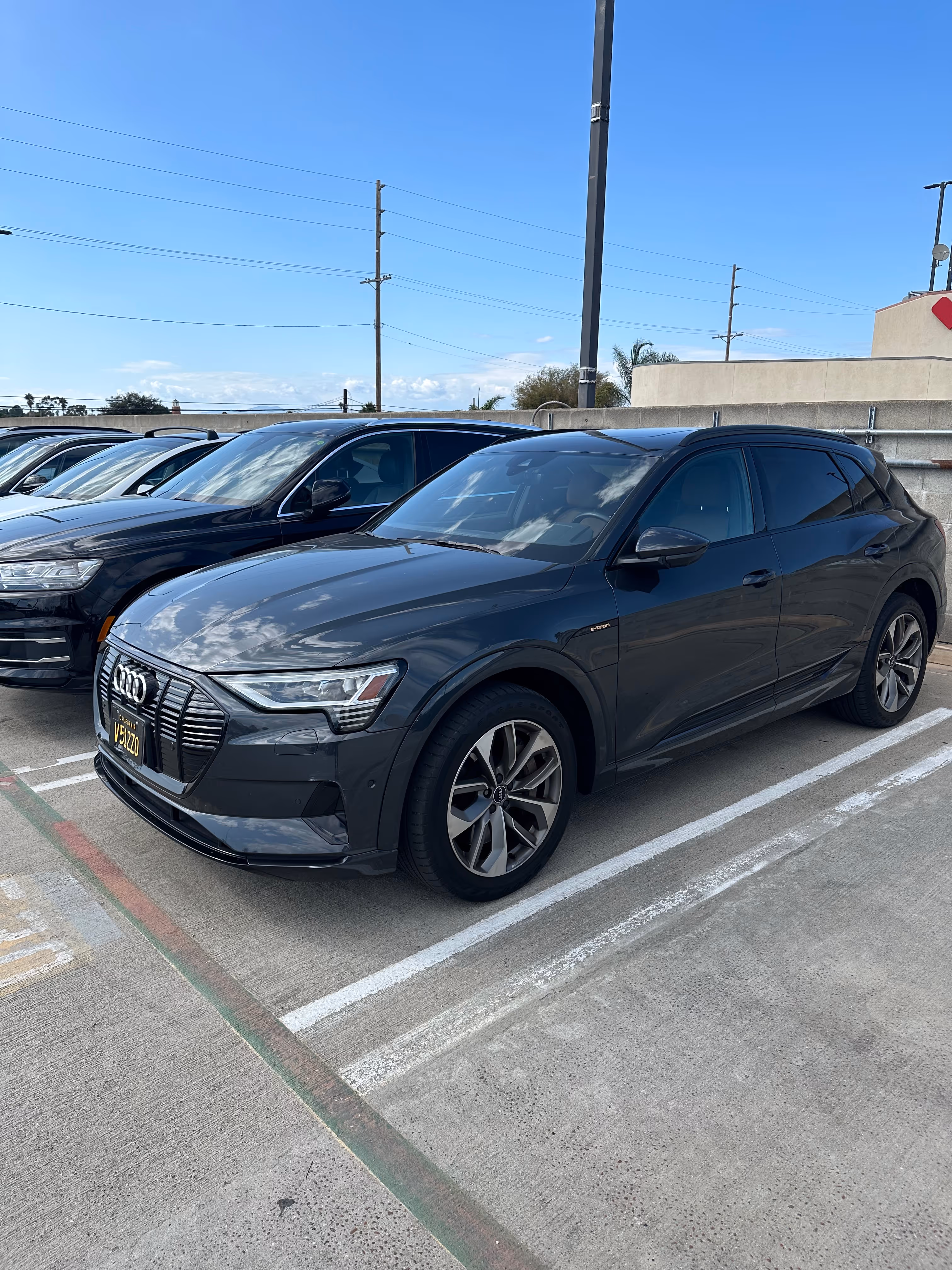Car parked on the side of the road with surrounding street view