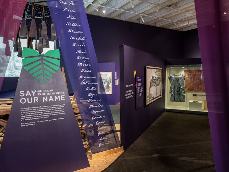 Objects on display in an exhibition space