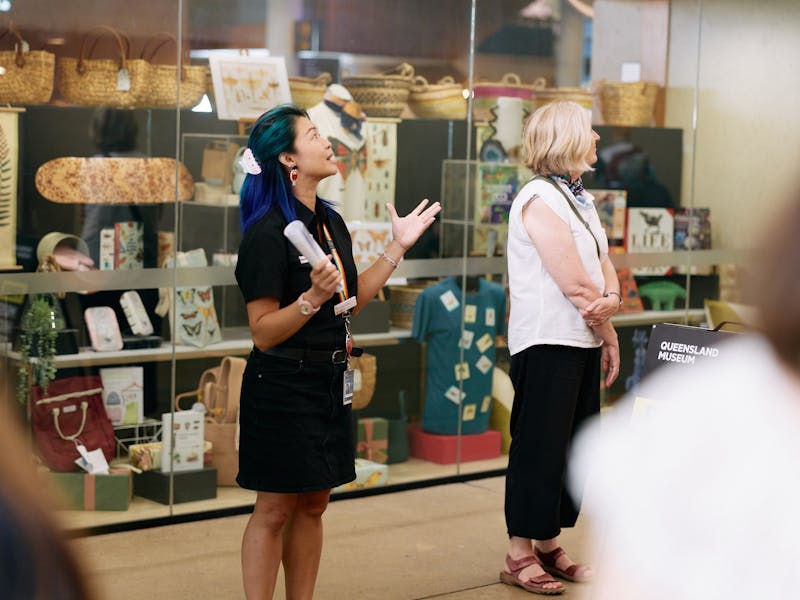 Museum guide leads tour