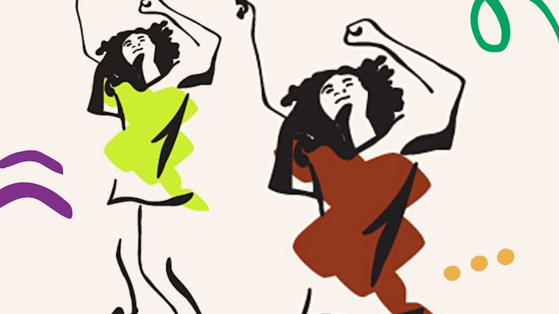 Illustration of 2 ladies dancing