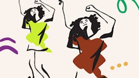 Illustration of 2 ladies dancing