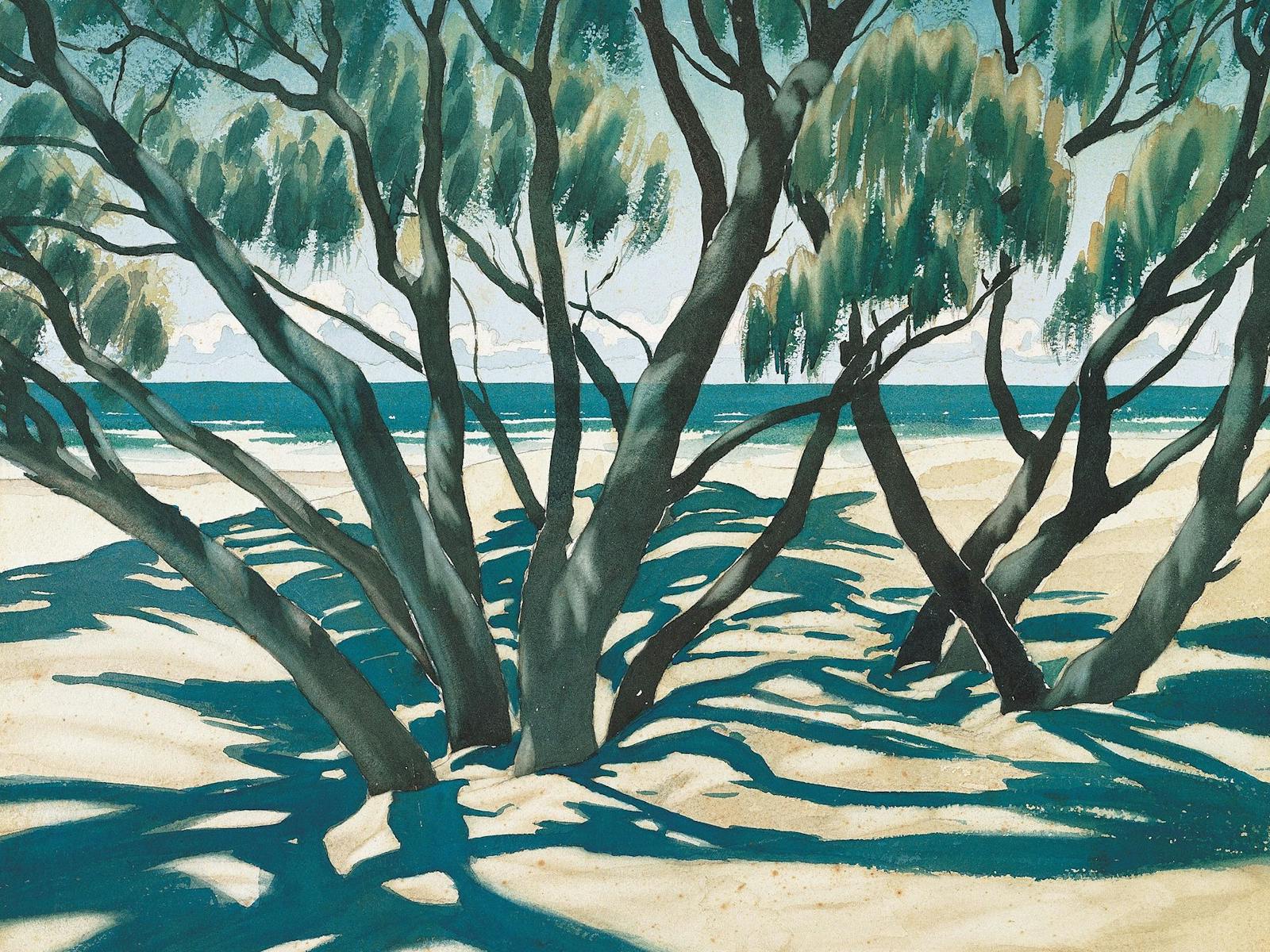 Kenneth Macqueen's 'Under the casuarinas, Maroochydore' c.1938
