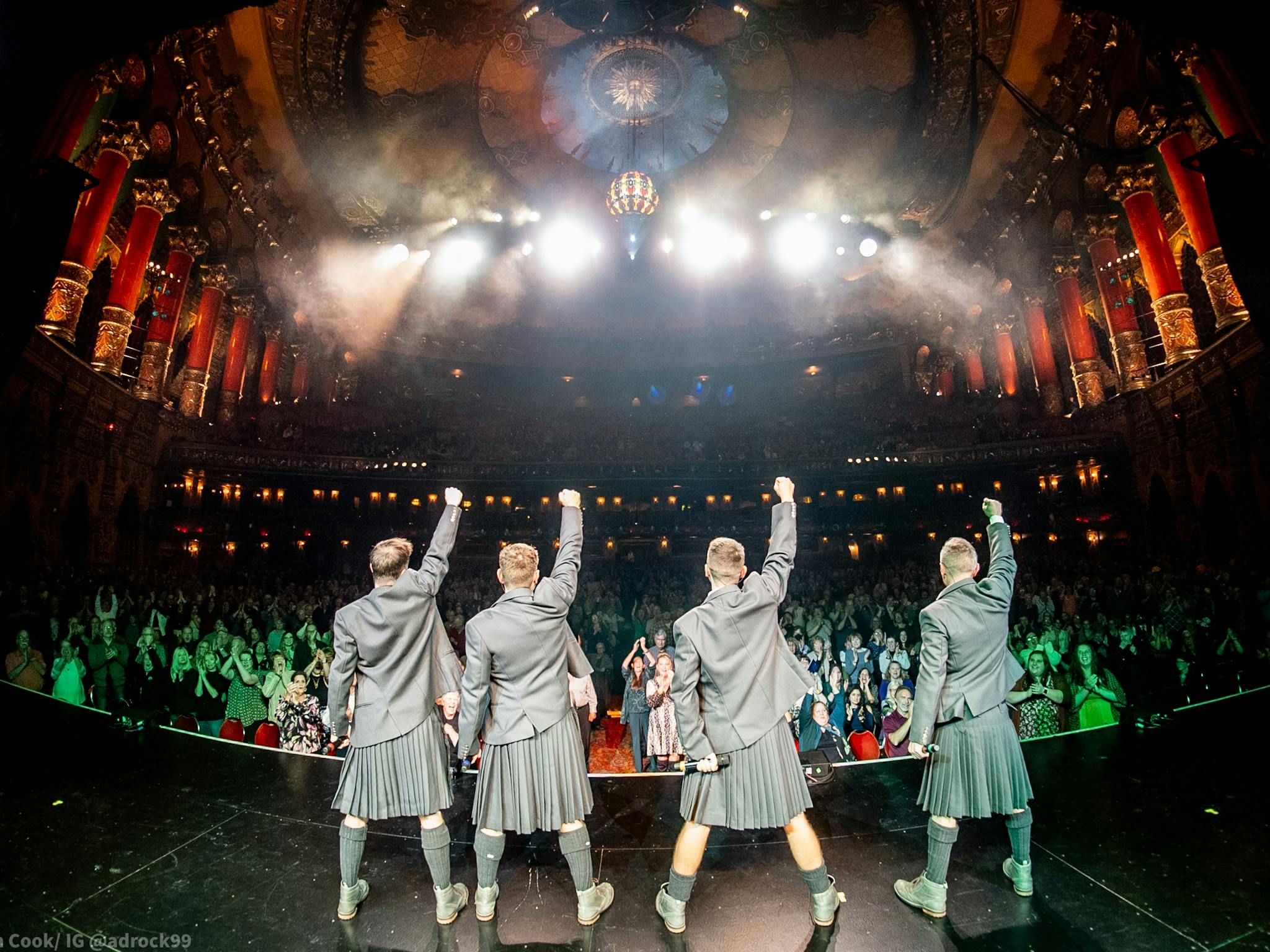 Celtic thunder performing to a large crowd
