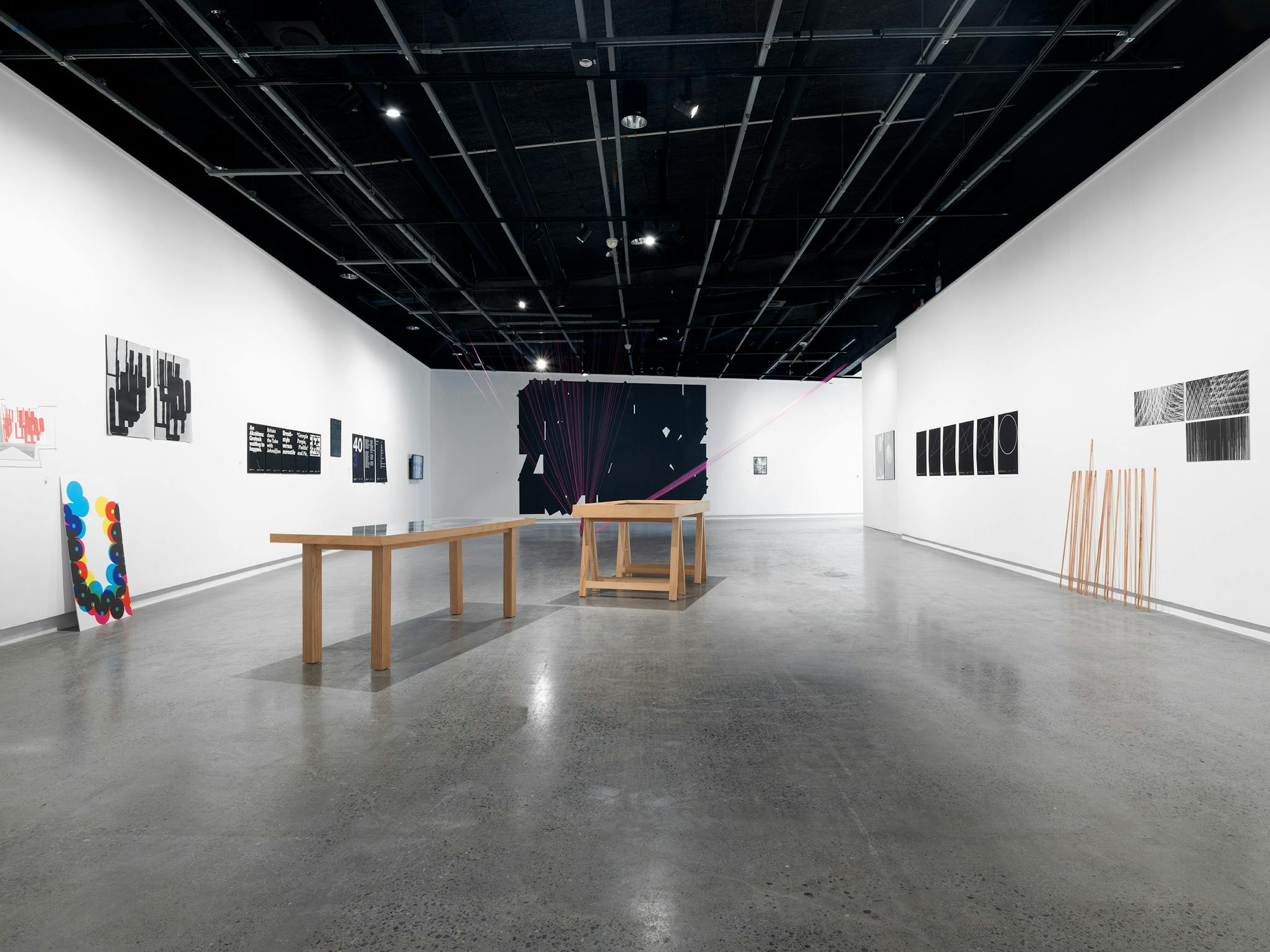 An installation view of 'Cathering Griffiths: Out of Line' at Griffith University Art Museum