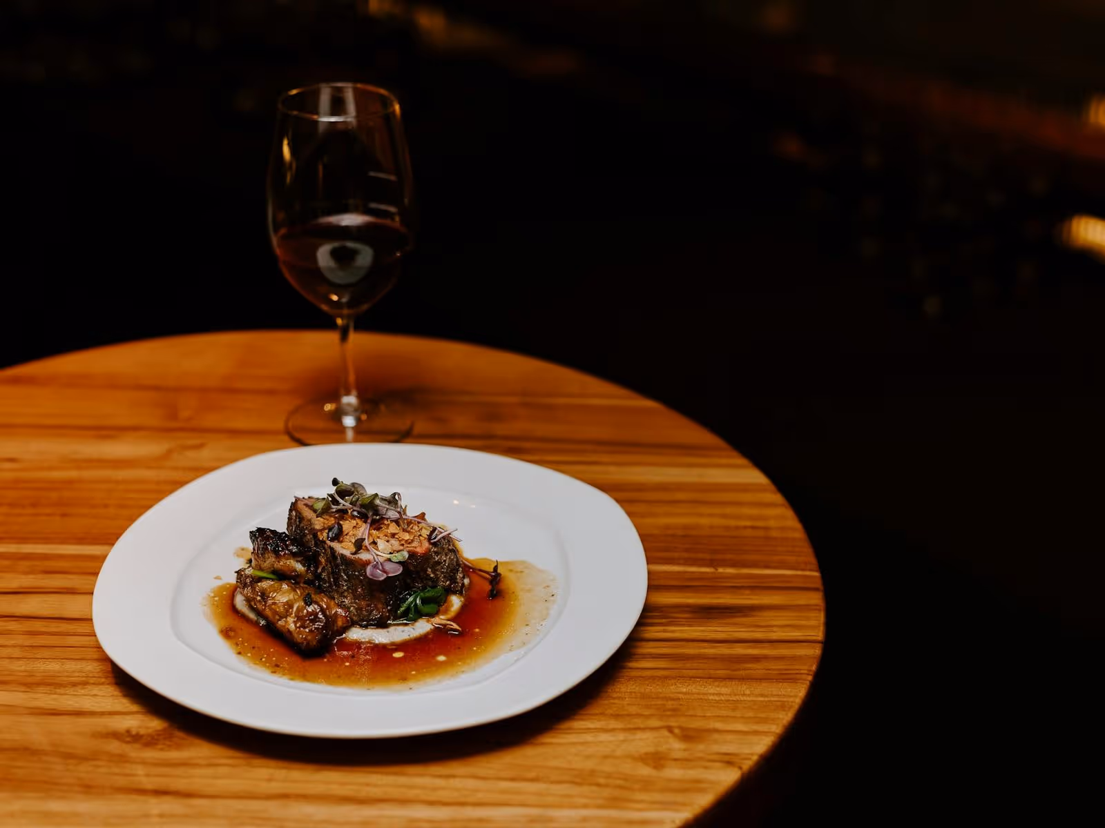 Food and glass of wine