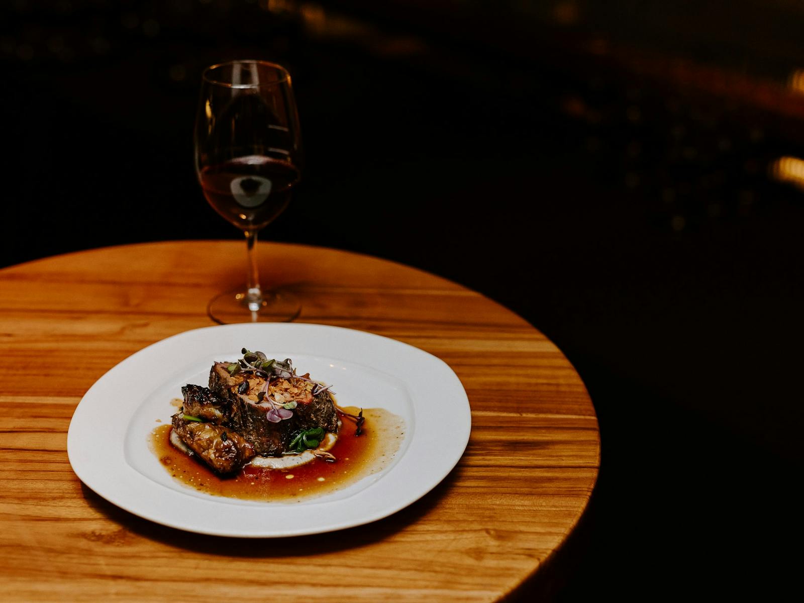 Food and glass of wine