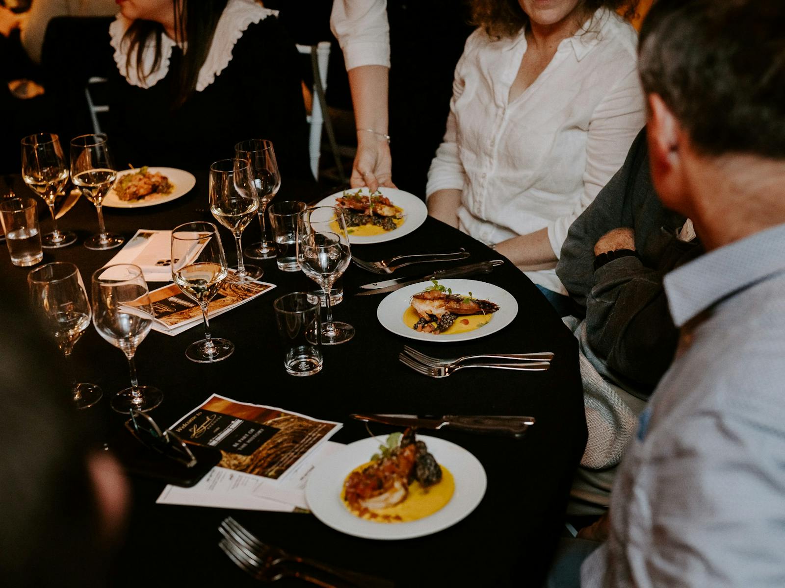Food being placed on table
